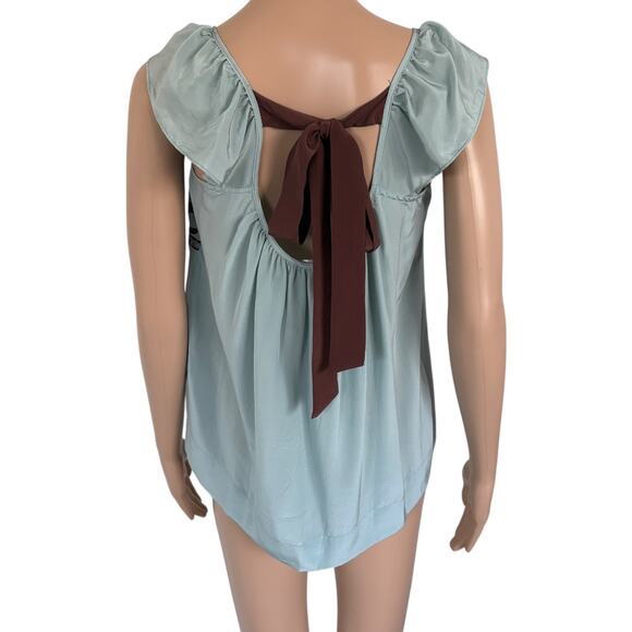 Y2K Silk Floral Babydoll Tank Top Blue Soft Girl Cottagecore Sleeveless Ballet S - Picture 4 of 8